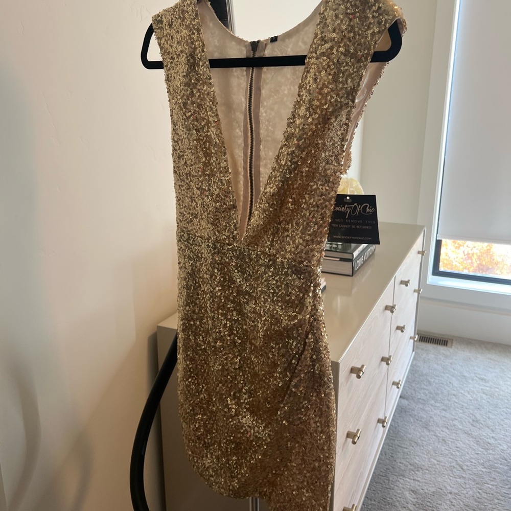 Gold sequin dress